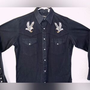 70s White Horse Western Rodeo Shirt With Eagle Embroidered size M